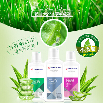 美国严迪美白芦荟漱口水清新口气除口臭牙渍便携漱口液280ml*3瓶