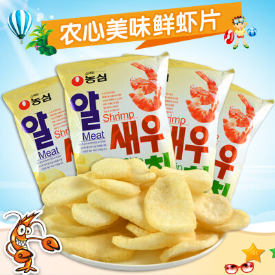 进口零食大礼包韩国农心虾片68g*4进口膨化食品休闲零食韩国薯片