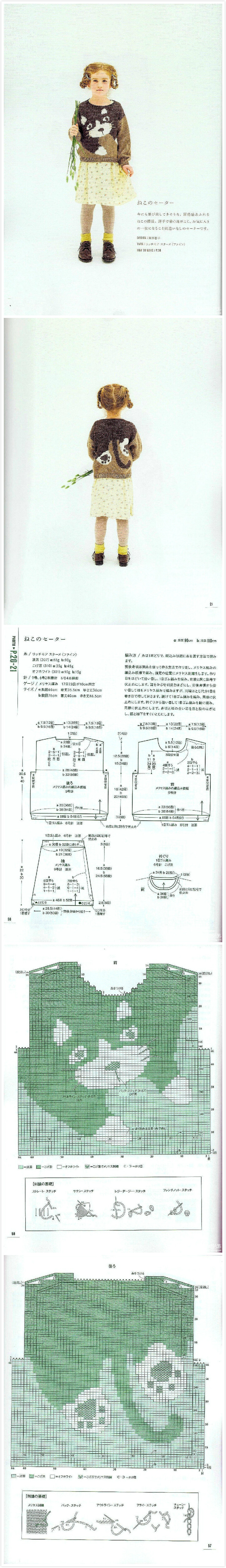 双面趴肩猫毛衣图解 图文棒针 可做钩针图