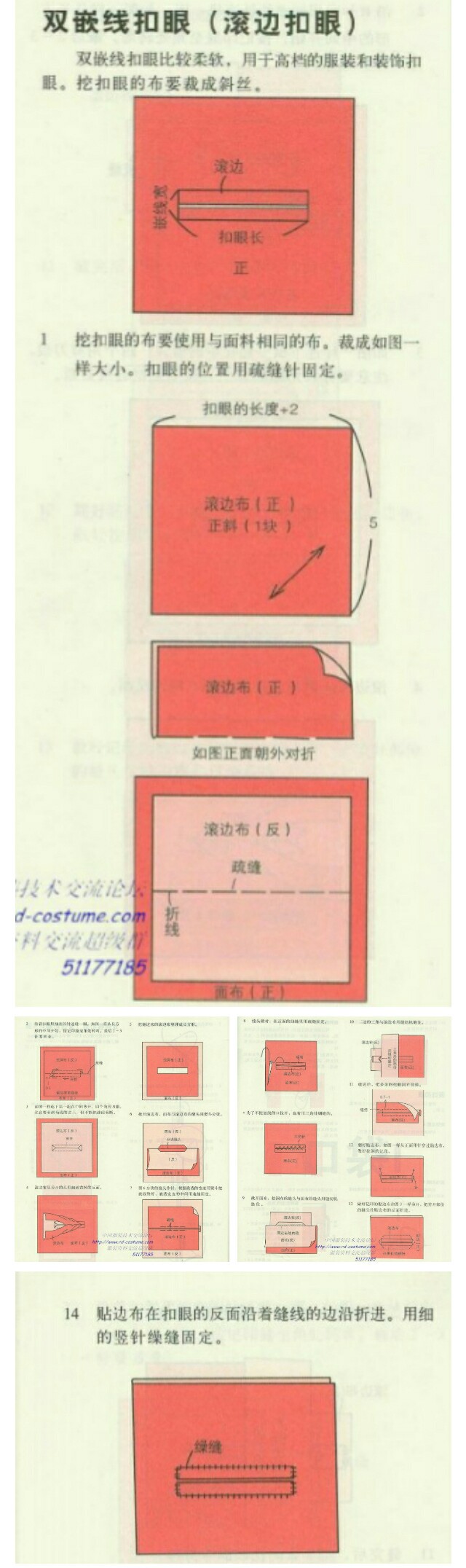 双嵌线扣眼（滚边扣眼）