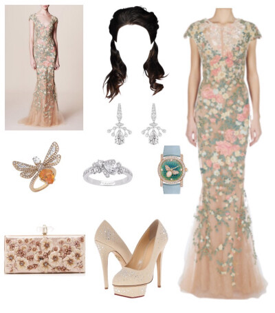 dress、clutch by marchesa jewelries by chaumet
