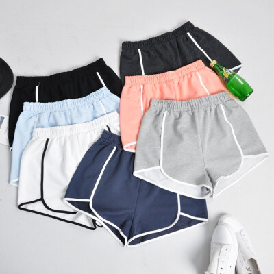 包邮白菜AA风撞色松紧腰运动短裤女 跑步裤休闲热裤沙滩裤女大码