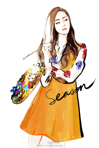 #jjseason插画# #season时尚插画# ----- @Crystal张天爱 x “跨界艺术家”@凤凰时尚 魅力大片 O太子妃张天爱