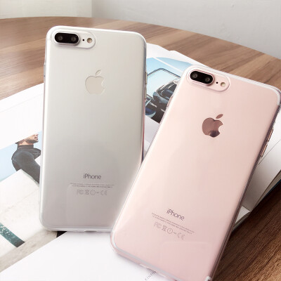 iphone7plus硅胶金属按键手机壳苹果7代手机壳i7壳透明软壳情侣壳