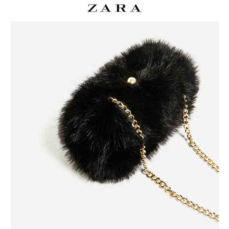 ZARA 女包 人造绒毛盒型包