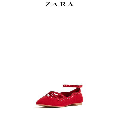 ZARA 童鞋 铆钉脚踝细带芭蕾鞋