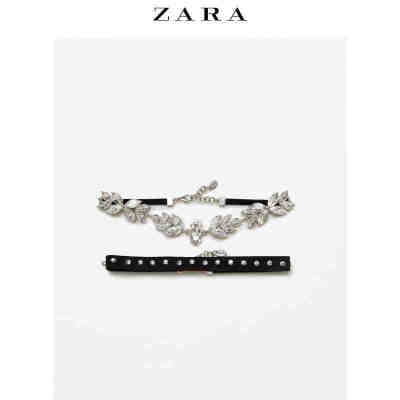 ZARA 女装 2件装亮面花朵短颈链