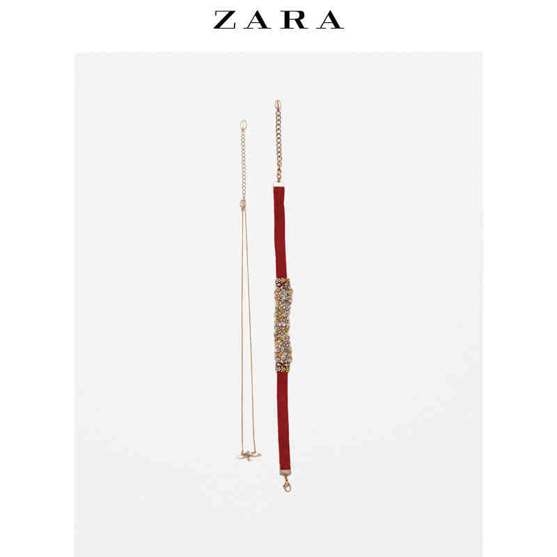 ZARA 女装 贴颈短颈链和长颈链组合