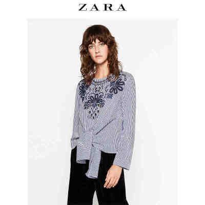 ZARA 女装 条纹府绸上衣