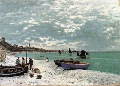 莫奈 Beach at Sainte-Adresse，1867，Oil on canvas，76x102cm，Art Institute，Chicago.油画风景