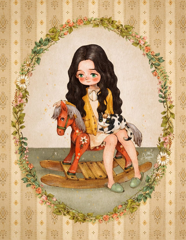 어릴적 타던 그 목마(My Old Rocking Horse)我的老木马
창고 한켠에서 발견한 내가 좋아하던 그 목마.
지금의 나에겐 조금 작아진 다홍빛 예쁜 그 목마.
I discovered my old rocking horse in the corner of the attic.
My pretty scarlet rocking horse, which has frozen in time when I have all grown up.我在阁楼的角落里发现了我的老木马。
我的漂亮的红色的木马，它已冻结的时间，当我都长大了。