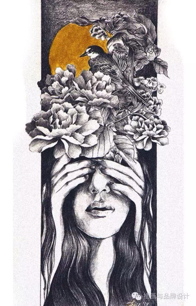 插画 黑白画 壁纸