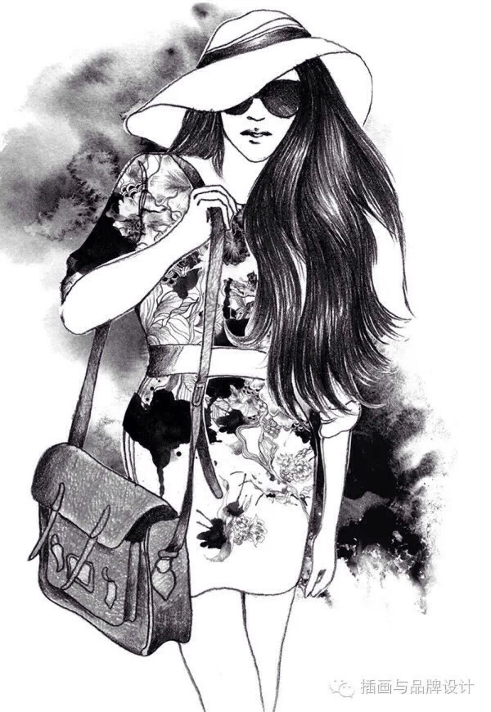 插画 黑白画 壁纸