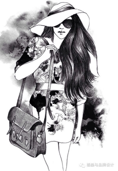 插画 黑白画 壁纸