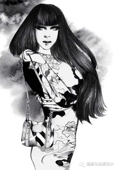 插画 黑白画 壁纸