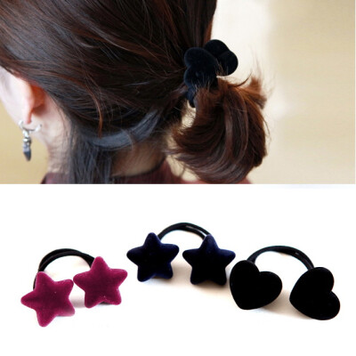 日韩星星头绳 甜美气质发圈绒布爱心发绳橡皮筋小清新头饰品发饰