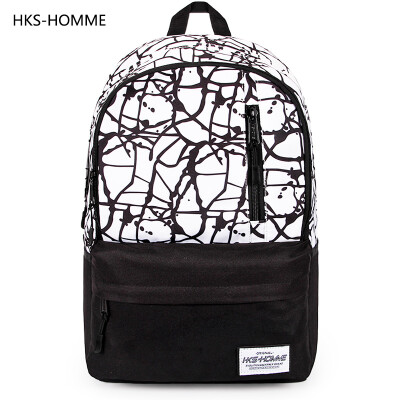 HKS－HOMME双肩包女韩版印花背包高中学生书包学院风男旅行电脑包