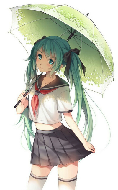 初音撑伞绿发