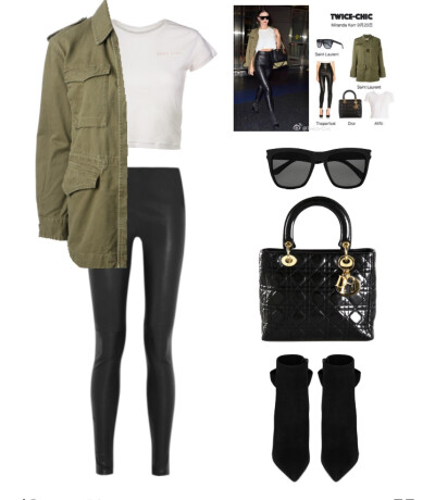 Saint Laurent jacket bootie sunglasses、Are You Am I tee、Balenciaga leather leggings、Dior bag