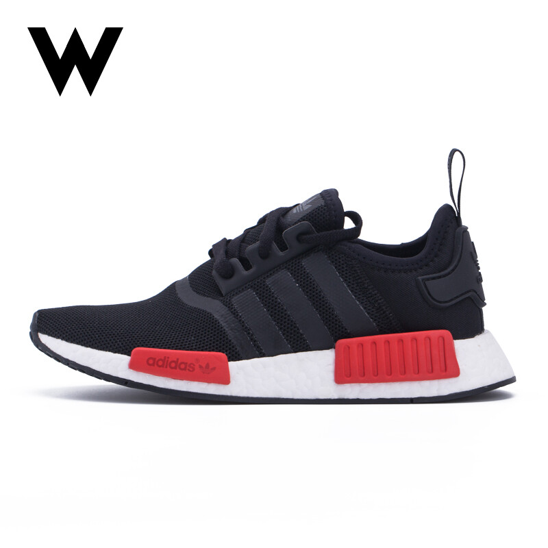 威乐运动 Adidas 三叶草 NMD R1 BOOST 黑红男女跑步休闲鞋BB1969