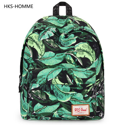 HKS－HOMME双肩包女日韩版印花背包中学生书包学院风男旅行电脑包