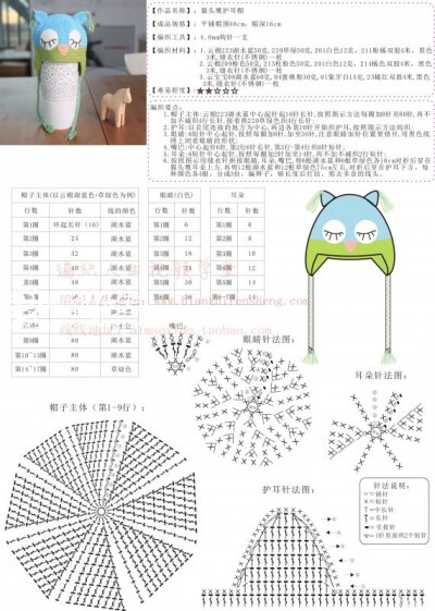 猫头鹰护耳帽图解