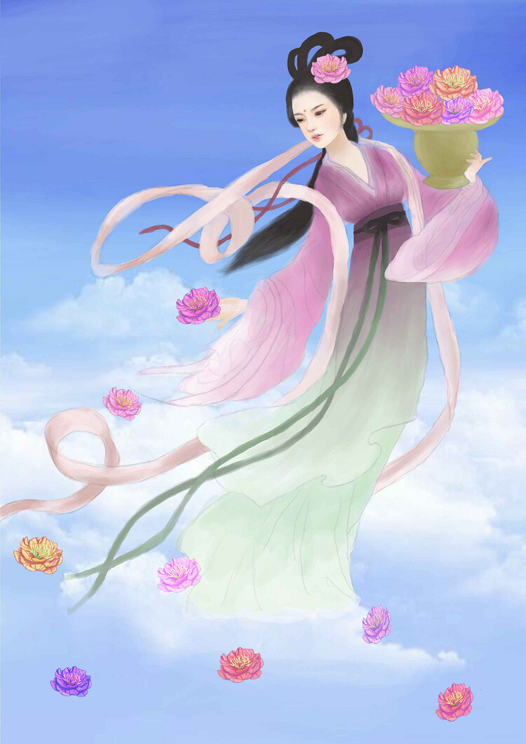 天女散花清流涂鸦王国插画