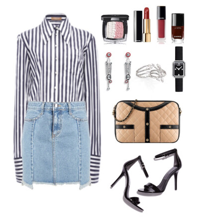 Micheal Kors blouse，sandals、Chanel bag，watch、Dior earrings