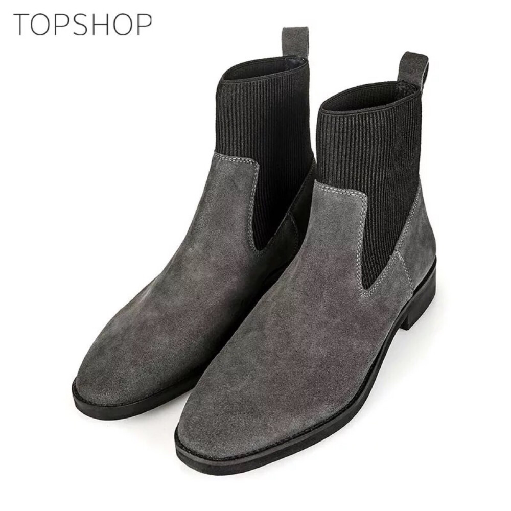 TOPSHOP 仿麂皮松紧口平底牛皮短靴