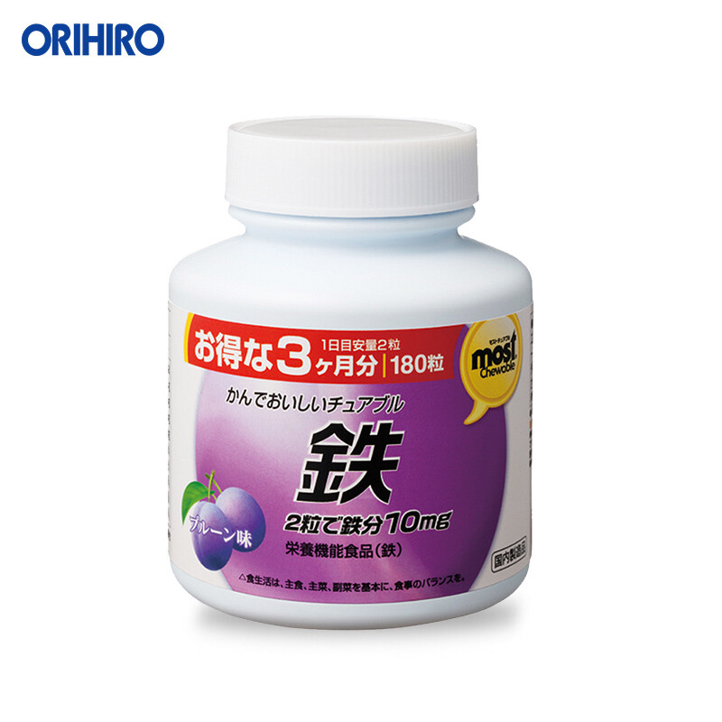 ORIHIRO立喜乐 日本进口维生素C矿物质铁补铁咀嚼片 180粒/大瓶装