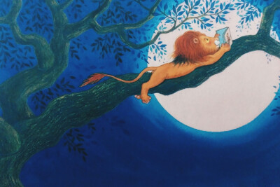 几米^ 插画* 漫画' 狮子° 书籍: 夜空- 月亮！ 树。