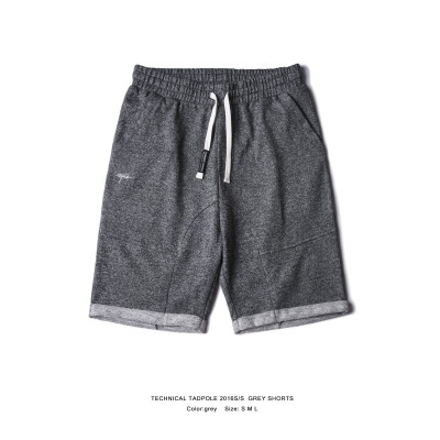 tnpe 2016SS grey shorts 花灰色简约结构短裤棉质针织休闲裤