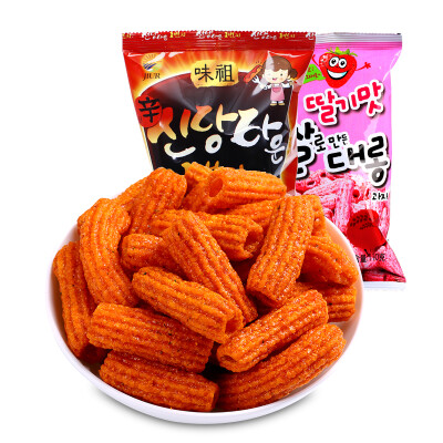 韩国进口零食品 九日牌辣炒年糕条休闲零食 草莓微辣年糕条110g