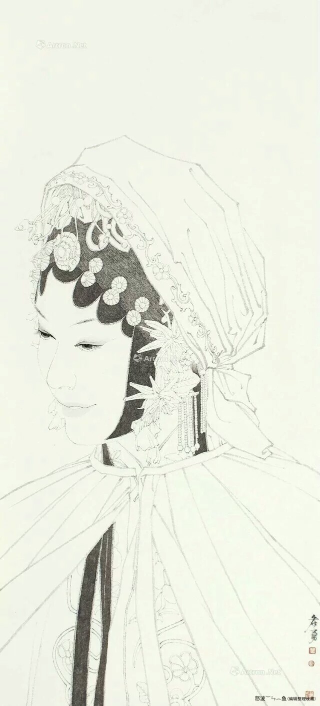 京剧花旦唯美手绘素描图片