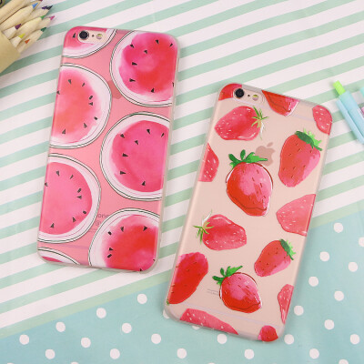 草莓西瓜日韩创意苹果6s手机壳简约iphone6s磨砂防摔plus超薄软壳