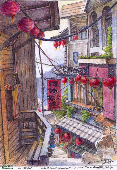 彩铅风景 彩铅画