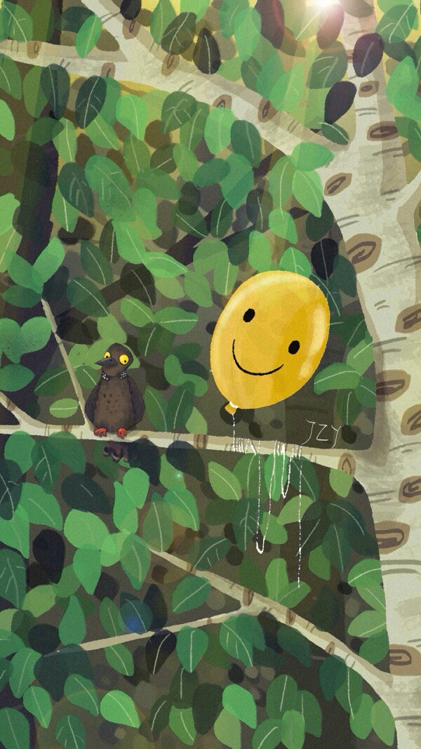 绿色森林笑脸可爱小清新壁纸哟小白不小也不白