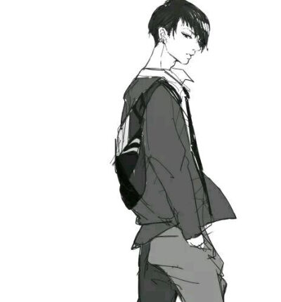 动漫 二次元 男生头像 帅 黑白
