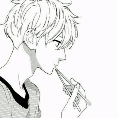 动漫 二次元 男生头像 帅 线描 黑白