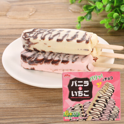 日本进口零食品森永冰淇淋草莓味香草味组合雪糕冰棒冰棍盒装