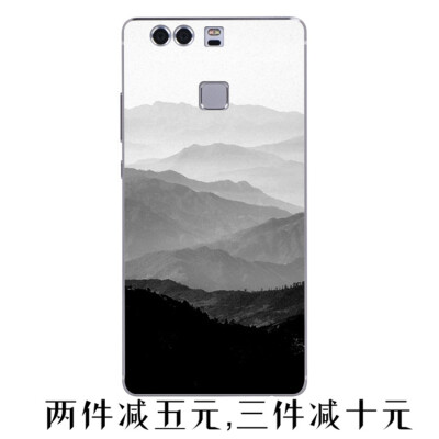 华为p9plus畅想5s手机壳保护套p9plus全包边软壳硅胶复古山峰图