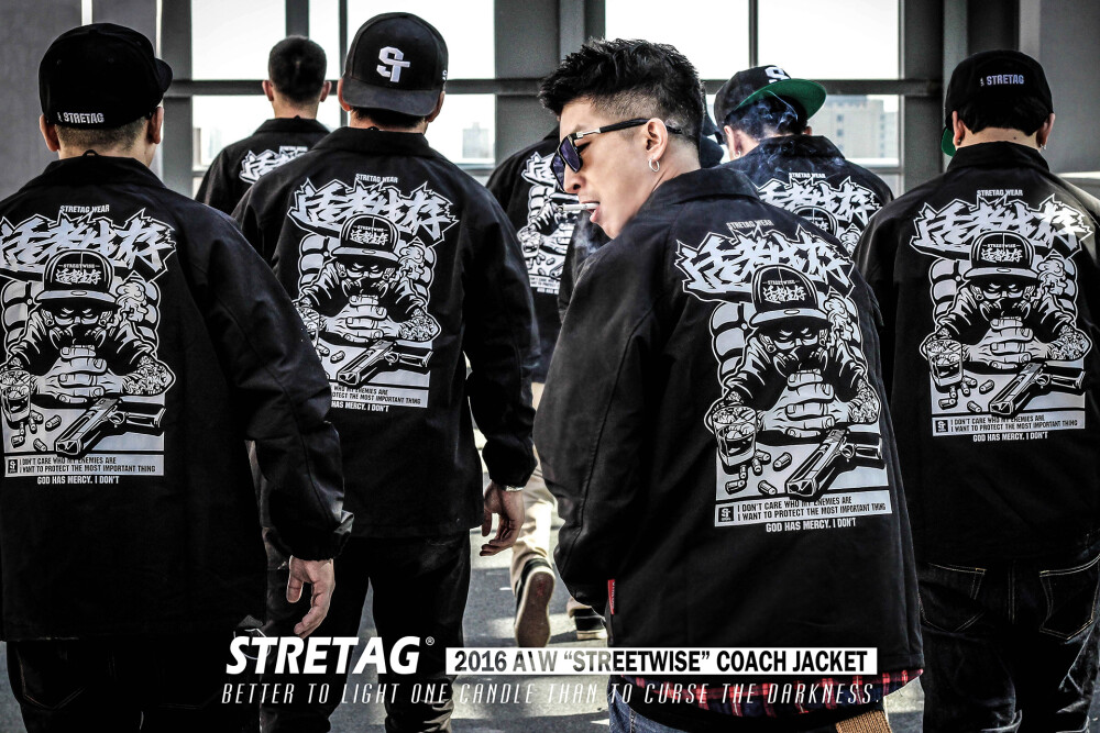 STRETAG思锐泰格适者生存教练夹克外套黑白尼龙限量coachjacket