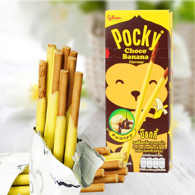 泰国进口格力高百奇pocky饼干棒25g 巧克力香蕉味涂层休闲零食品