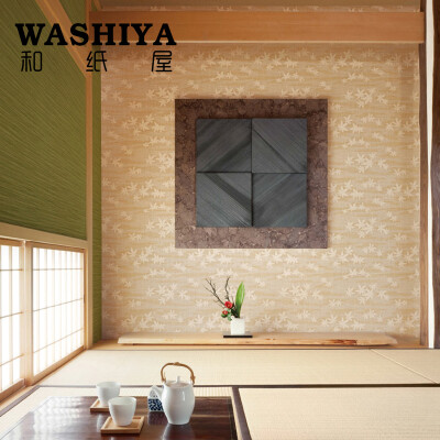 和纸屋日式暗金色枫叶纹 榻榻米 进口日本墙纸壁纸 按米卖