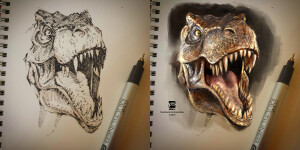 【T-Rex sketch on paper + PS colors】霸王龙
https://www.artstation.com/artwork/q6yrR