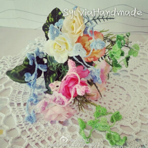 #钩针 自然系 花草# 静看花开花落 手链  勿忘我，四叶草