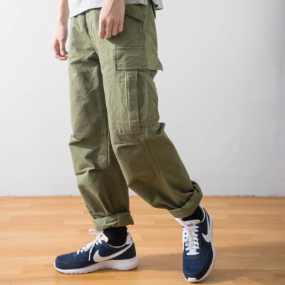 Lab store 重磅军绿色宽松多袋休闲裤长裤 军裤工装裤cargo pants