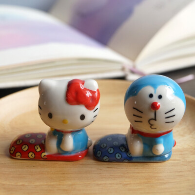 zakka日式和风陶瓷 哆啦A梦 叮当凯蒂猫摆件筷架 筷枕托卡通筷托