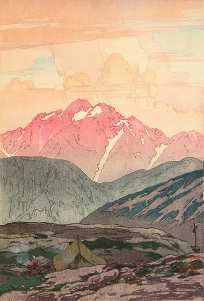 Mountains，Hiroshi Yoshida (吉田博) (1876–1950, Japan)