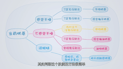 测试自己肤质，洗完脸用温和的清水再洗一遍，不擦任何东西，一到两小时后，到光线好的地方看（图片自b站截图，侵权删）。